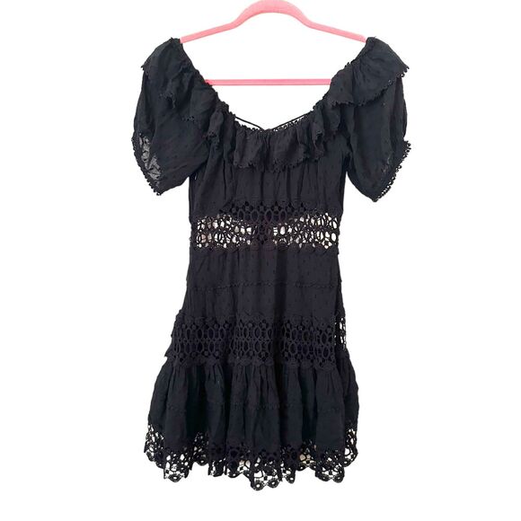 FREE PEOPLE Cruel Intentions Boho Mini Dress Black Sz‎ 4 - Picture 5 of 6